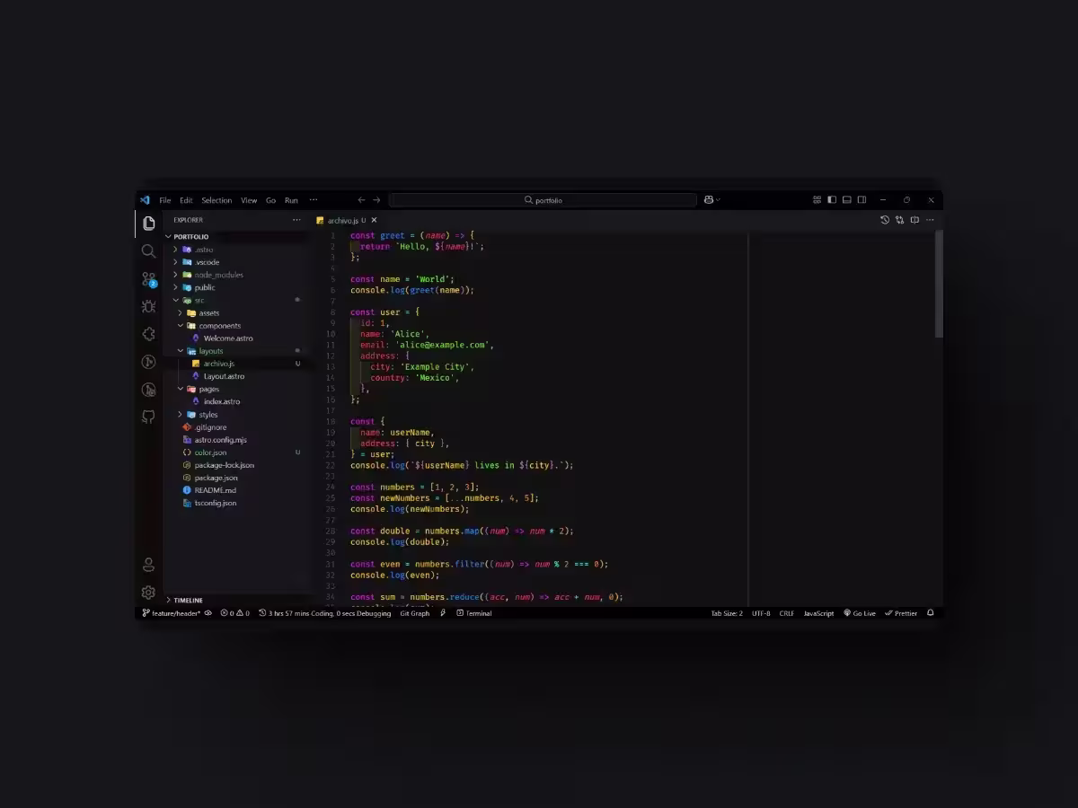 Vista previa de One Dark Vibrant Theme